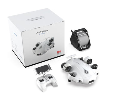 QYsea V-EVO ROV Std Package w/Removable SD Card, Fifish Omni View 4K 60FPS Underwater Drone